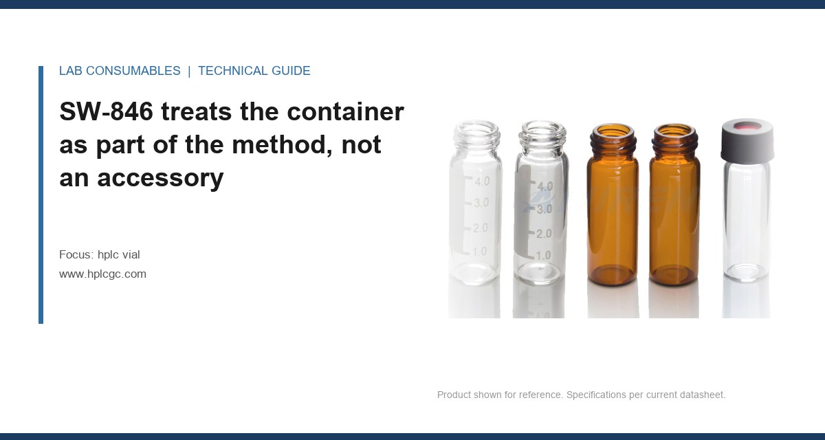 SW-846 treats the container as part of the method, not an accessory